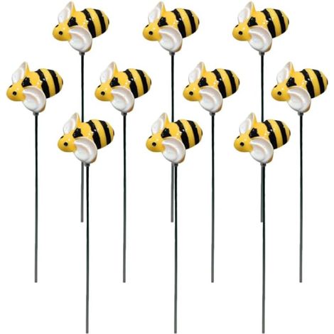10 Stück Bienen-Gartenpfähle, Dekoration, Hofkunst, Ornamente, Frühling/Sommer, Harz, Hummeln, Gartenpfähle, Vorgartenkunst, Blumen-Picks für Gehwege und Terrassen
