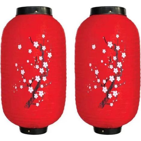 Lanterne Japonaise - 26 cm - Tissu Imperméable - Décoration Extérieure et Intérieure - Pour Restaurants Bars Événements - 2 Pièces (1/5)