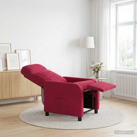 vidaXL Poltrona reclinabile Rosso Vino Velluto (V) (1/5)