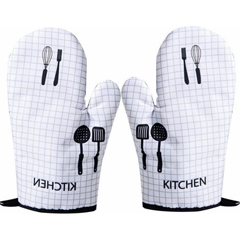 1 paire de gants de cuisine gants de cuisine et maniques gants de cuisine en coton support de casserole résistant à la chaleur (cuillère blanche) pour le traitement de cuisson au gril (1/4)