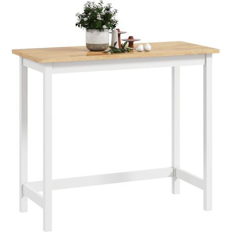 Table bar aspect chêne compacte 2 personnes, bois naturel blanc (1/5)