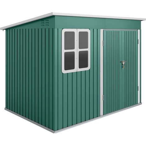 Casetta da giardino in acciaio zincato con finestra 260 x 177 x 190 cm verde (1/5)
