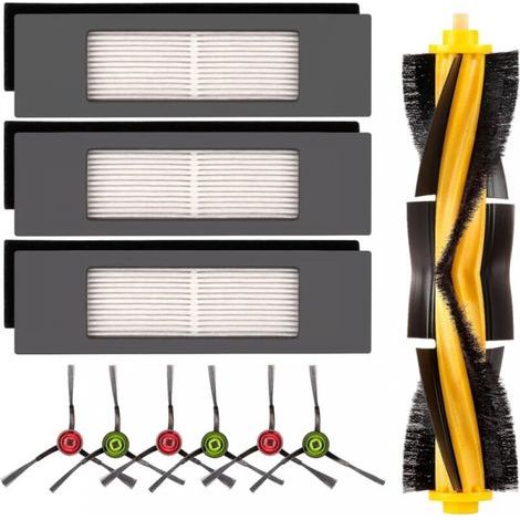Con accessori per l'aspirapolvere robot Ecovacs T8/T8 MAX N8 PRO, ricambi per il kit di accessori per aspirapolvere robot, 1 spazzola principale, 3 filtri HEPA, 6 spazzole laterali (1/4)