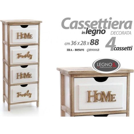 Home Family Kommode Holz weiß cm 88 h