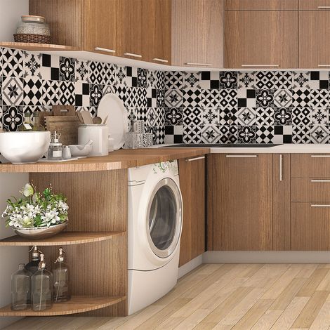 Sticker Mural Carrelage adhésif Cuisine Salle de Bain - 24 STICKERS CARRELAGES AZULEJOS YANGA - 24stickers10x10cm (1/5)