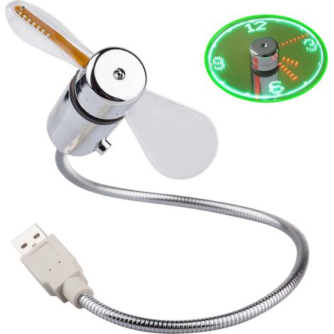 Nouveau ventilateur horloge USB avec fonction d'affichage de l'heure temps réel,