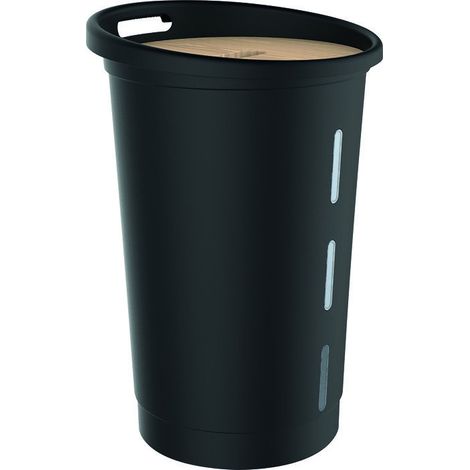 EDA – Coffre à granulés de bois 38 l – Capacité 25 kg – Roulettes 360° – Couvercle en épicéa certifié PEFC – Noir