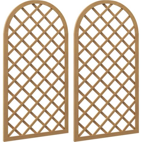 Lot de 2 treillis en bois - panneau arc pour plantes grimpantes - dim. un panneau : 60L x 120H cm (1/5)