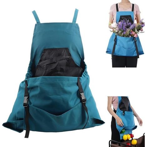 Delantal de jardinería impermeable de tela Oxford con bolsillo de liberación rápida (verde), delantal de trabajo agrícola ajustable. (1/5)