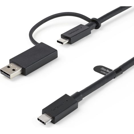 StarTech.com Cavo USB-C da 1 m con adattatore Dongle USB-A - Cavo ibrido 2-in-1 USB tipo C con USB-A - Da USB-C a USB-C (10Gbps/100W PD), da USB-A a USB-C (5Gbps) - Ideale per docking station ibride (1/4)