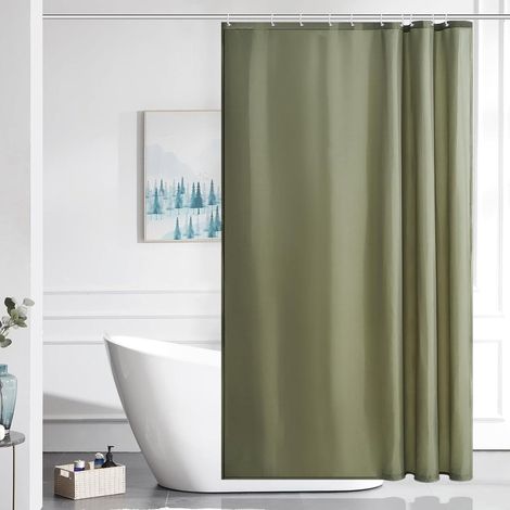 Duschvorhang Textil Salbei Grün 150x180 cm, schimmelresistent, wasserabweisend, waschbar (1/5)