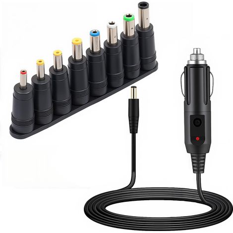 Chargeur de Voiture Universel DC, Allume Cigare DC 12V  Cordon d'alimentation Câble 5.5x2.1mm Cigare avec 8 connecteurs pour Lecteur DVD,GPS,Haut-parleurs,étiqueteuse,Caméra (1/5)