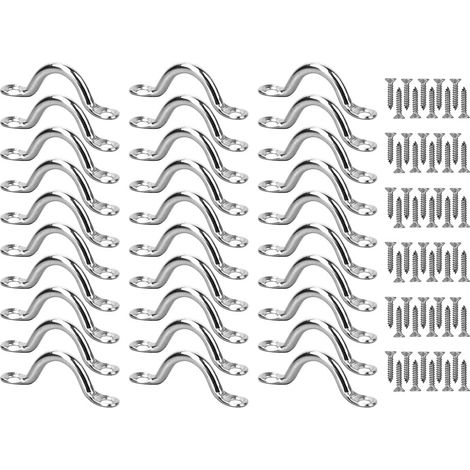 30 piastre occhiellate in acciaio inox, fibbie per ponti di kayak, fibbie per ponti M5 in acciaio inox, cinghie occhiellate per sedili di kayak, in acciaio inox, con 60 viti, per l'allestimento di kay (1/4)