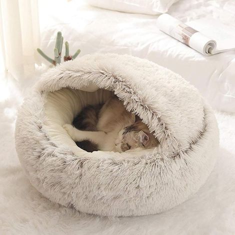 Panier pour Chat Moelleux Anti Stress Extra Doux Lit Apaisant pour Chien Canapé XL Confortable Lavable Maison, Coussin,Antidérapant (40cm,Marron) (1/5)