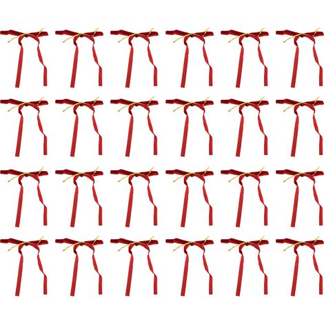 24 nœuds velours décoratifs couronne Noël ruban – Guirlande mariage maison arbre déco vin rouge, décoration (1/5)
