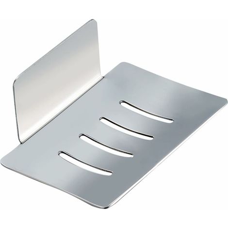 DEESSE SHOP - Porte-savon, plateau en acier inoxydable 3M autocollant finition chromée douche évier barre savon porte-éponge (1/5)