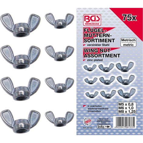 Ecrou a ailettes, 75 ecrous a oreilles assortis (1/2)