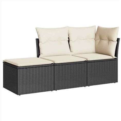 Maison Exclusive - Set de sofás de jardín con cojines 3 pzas ratá (1/4)