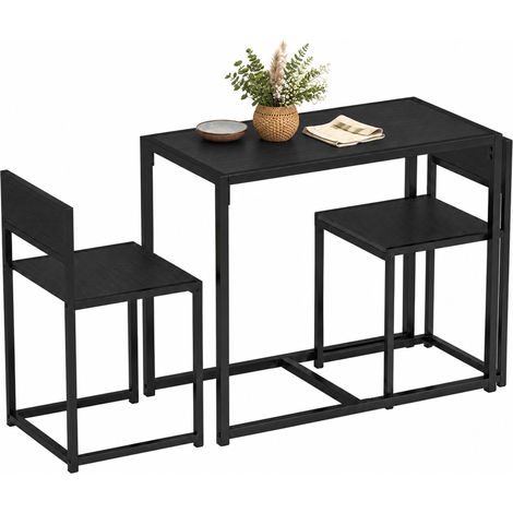 Ensemble table et chaises , table à manger 3 pièces avec 2 chaises encastrables, pour cuisine salon maison, noir (1/5)