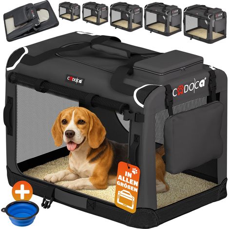 CADOCA Cage de transport pour animaux chien chat rongeur Respirant Pliable Sac de transport Matelas douillet Sac Panier L - Anthracite