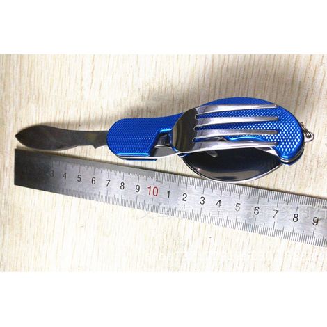4-in-1-Klappbesteck-Set aus Edelstahl (Blau)