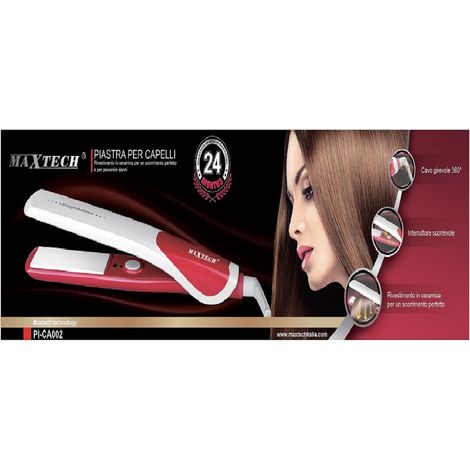 MaxTech - Piastra Per Capelli Lisci Perfetti In Ceramica Antidanni Cavo 360° Maxtech Pi-ca002 -