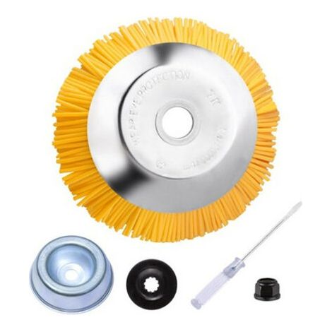 Brosse anti-mauvaises herbes en nylon - Brosse ronde universelle pour débroussailleuse - Outils de jardin durables - 200 mm x 25,4 mm (1/5)