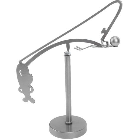 Sculpture d'équilibre de pêcheur en métal, jouet d'équilibre cinétique de bureau, objet de décoration ou cadeau. (1/5)