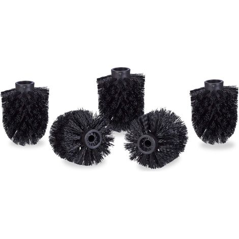 Toilet Brush Heads Set of 5, Loose Toilet Brushes with 9.5mm Wire, Replacement Head Diameter 7 x 9cm, Black (1/5)