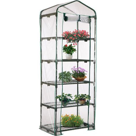 Housse de serre à 5 étages en PVC - Housse de rechange pour mini serre de jardin pour intérieur ou extérieur (support en fer non inclus) (1/4)