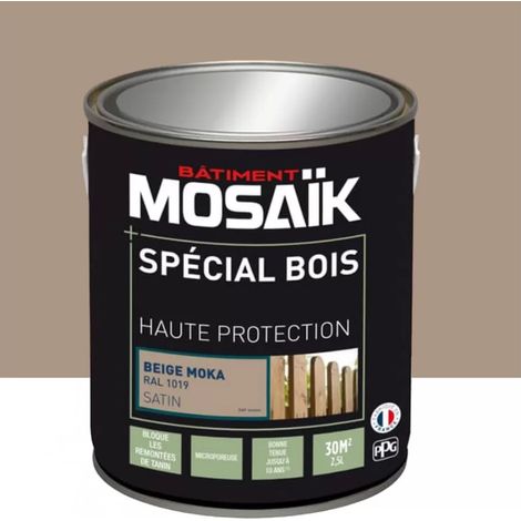 Peinture Spécial Bois MOSAÏK Haute Protection Beige moka 0,5 L (1/2)