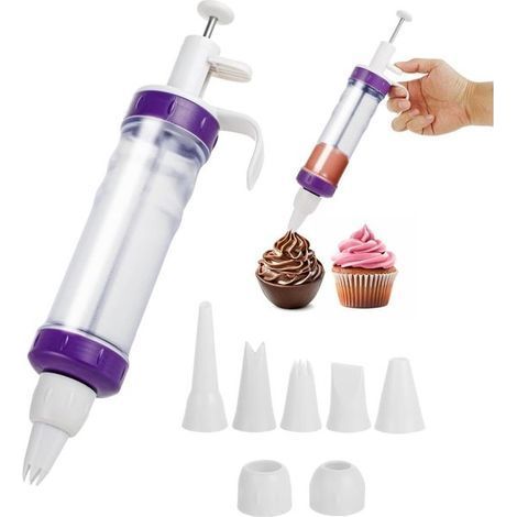 Longziming - Outil de décoration avec douilles – Kit de décoration pour beignets, gâteaux et desserts – Idéal pour la crème au beurre, la crème fouettée et les garnitures (1/5)