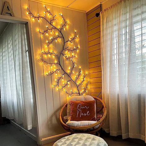 LED-Leuchtbaum, Wanddekoration für den Innenbereich, 144 LEDs, Weihnachtsdekoration, Schlafzimmer, Zuhause (Warmweiß, Plug-in) [Energieklasse G] (1/5)