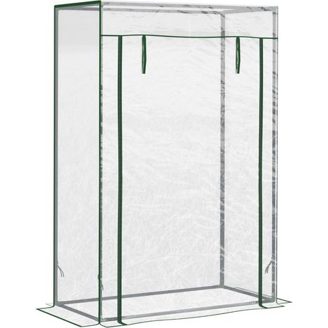 Serre, châssis froid, serre à tomates avec porte enroulable, acier, plastique transparent, 100 x 50 x 150 cm (1/5)