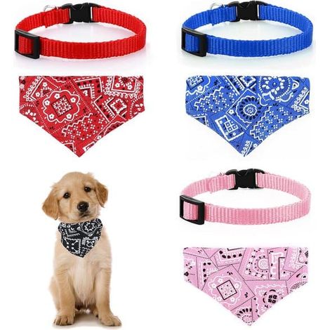 Collier pour chat et chien - Collier pour chat avec nœud papillon amovible - Style bohème - Bandana pour animaux - Bandana pour chien - Ajustable - pour chiens et chats (1/5)