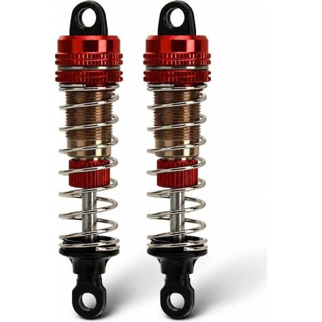 Amortisseur Hydraulique de Voiture RC, 2 Amortisseurs D'huile en Alliage D'aluminium de 76 Mm pour SCY 16201 1/16 RC Car (Rouge) (1/5)