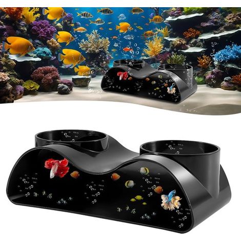 Compra uno y llévate otro gratis: Túnel subterráneo para acuario con 2 entradas, Accesorios de plástico para decoración de acuarios, color negro (1/5)