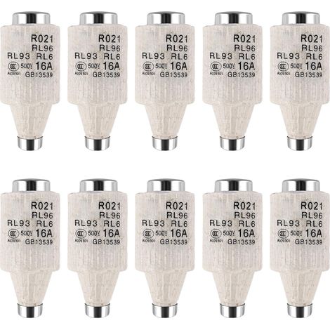 Lot de 10 Fusibles en Céramique Spirale DII E27 R021 16 A - Inserts de Fusibles GG Diazed 500 V CA - Fusibles Diazed pour la Protection des Câbles et des Lignes (1/5)