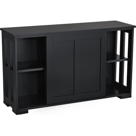 Yaheetech Credenza Buffet da Soggiorno Cucina Mobiletto Mobile TV Armadietto con 2 Ante Scorrevoli Moderno da Salotto Studio Ripiano Regolabile Nero