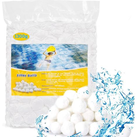 Billes filtrantes 500 g, billes de filtration pour piscine, réutilisables, média filtrant en fibres pouvant remplacer 25 kg de sable de quartz. (1/4)