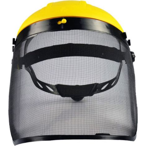 Bouclier de protection du visage de travail Masque intégral Visière Écran en polycarbonate Maille montée sur la tête pour la protection de sécurité de la tronçonneuse - Jaune (1/5)