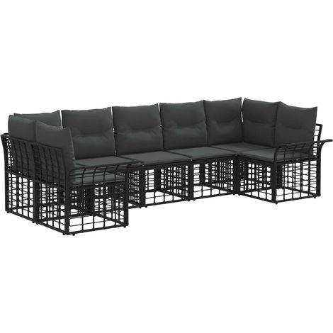 Conjunto de sofás de exterior 7 pcs Negro y Gris oscuro vidaXL (1/5)