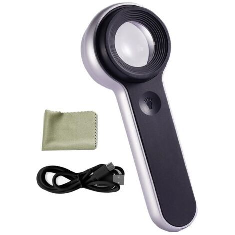 Loupe Poche 60X, Loupe Rechargeable À Lumière LED, Grossissement Élevé Haute Définition, Alimentée par USB, Loupe Éclairée, pour Lire Les Bijoux, Les Pièces Monnaie Et Réparer Les Montres (1/5)