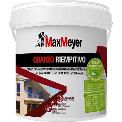 MaxMeyer Quarzo Riempitivo,, Pittura per Esterni Antialga, Bianco, 4L (1/6)