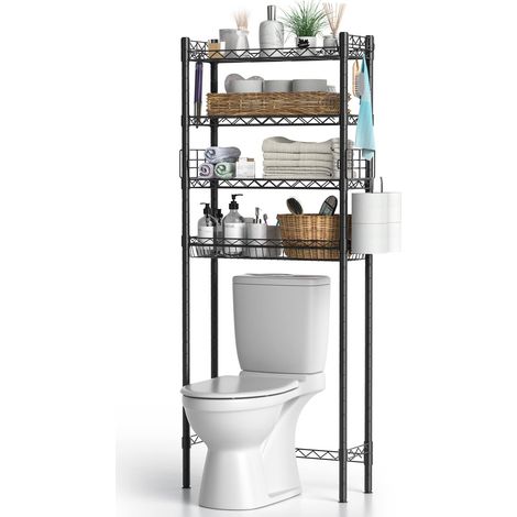 Organiseur de Salle de Bain à 4 Niveaux au-Dessus des Toilettes, étagère de Rangement au-Dessus des Toilettes, économiseur d'espace de Salle de Bain (1/5)