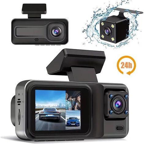 Telecamera di retromarcia per auto, dashcam a 3 canali, registratore video a scatola nera 1080P, DVR per telecamera di retromarcia per veicoli (senza scheda TF) (1/5)