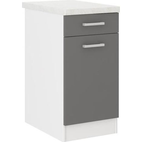 ULTRA Meuble bas de cuisine L 40 cm avec plan de travail inclus - Gris (1/2)