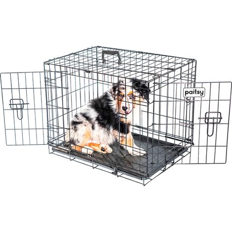 Gabbia per cani FortressooS, trasportino per cani e cuccioli, 60x43x49cm, pieghevole, 2 porte, vassoio rimovibile, uso interno, Paitsy (1/5)