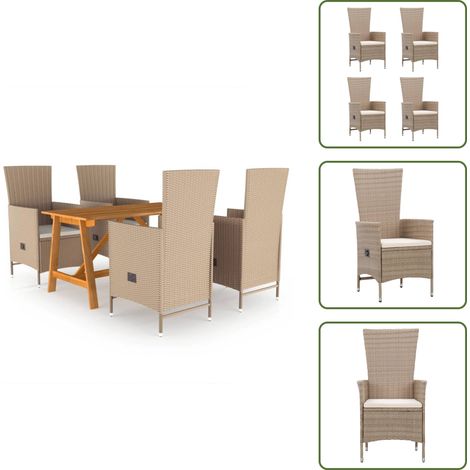 Ensemble à manger de jardin 5 pcs Beige - Ensemble Salon De Jardin - Mobilier De Jardin - Table De Jardin - Chaises De Jardin - Acacia (1/5)