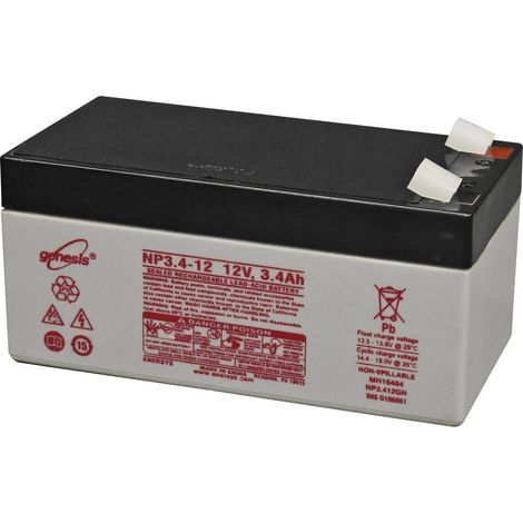 Batterie au plomb 12 V 3.4 Ah EnerSys Genesis plomb (AGM) (l x H x P) 134 x 67 x 67 mm cosses plates 6,35 mm sans entretien, certification VdS, auto-d W621491 (1/2)